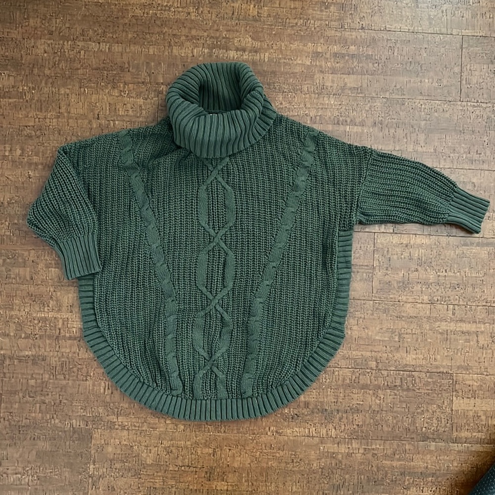 Express army green, turtle neck sweater. Size M